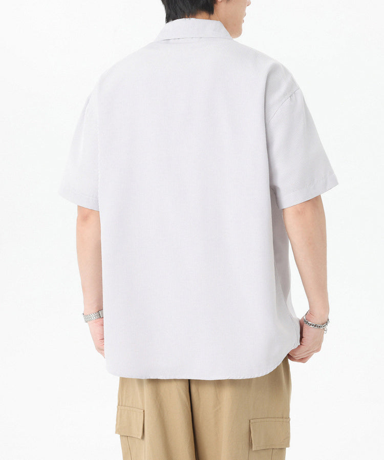 Men Vertical Striped Spread Collar Casual Shirt