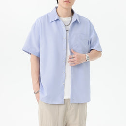 Men Vertical Striped Spread Collar Casual Shirt