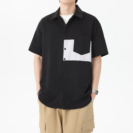 Colourblocked Spread Collar Regular Fit Shirt