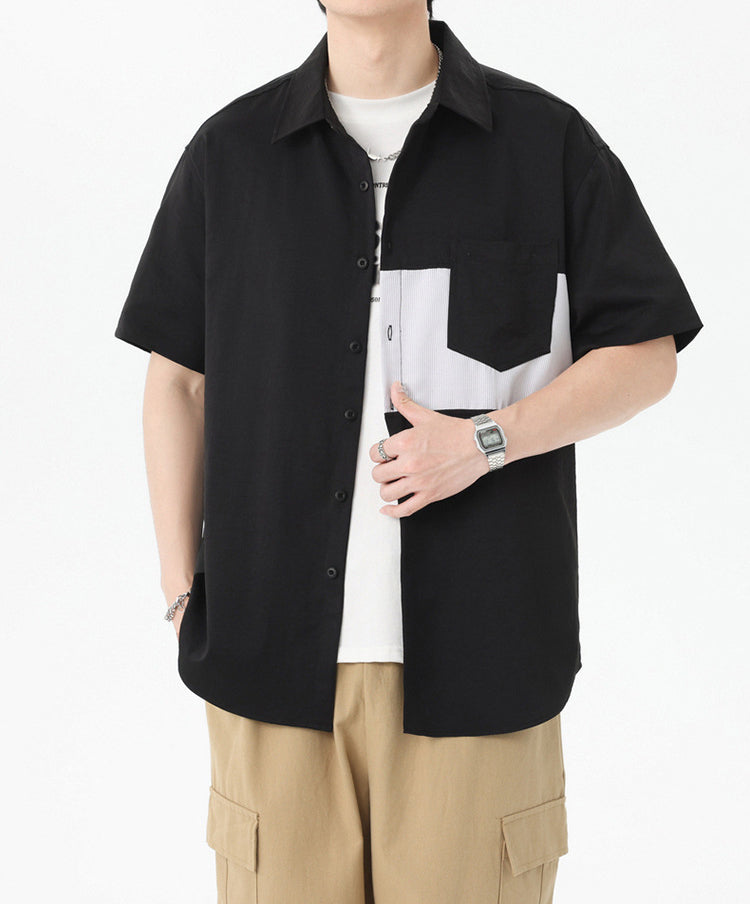 Colourblocked Spread Collar Regular Fit Shirt