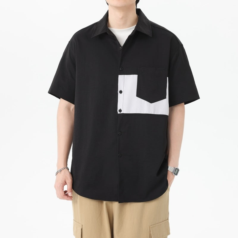 Colourblocked Spread Collar Regular Fit Shirt