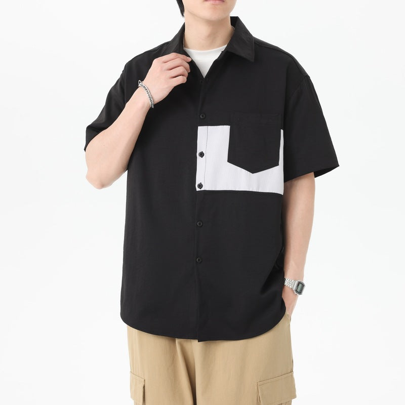 Colourblocked Spread Collar Regular Fit Shirt