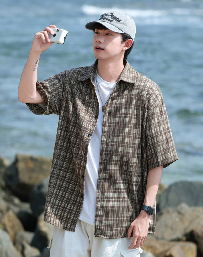 Gingham Checks Checked Cutaway Collar Shirt