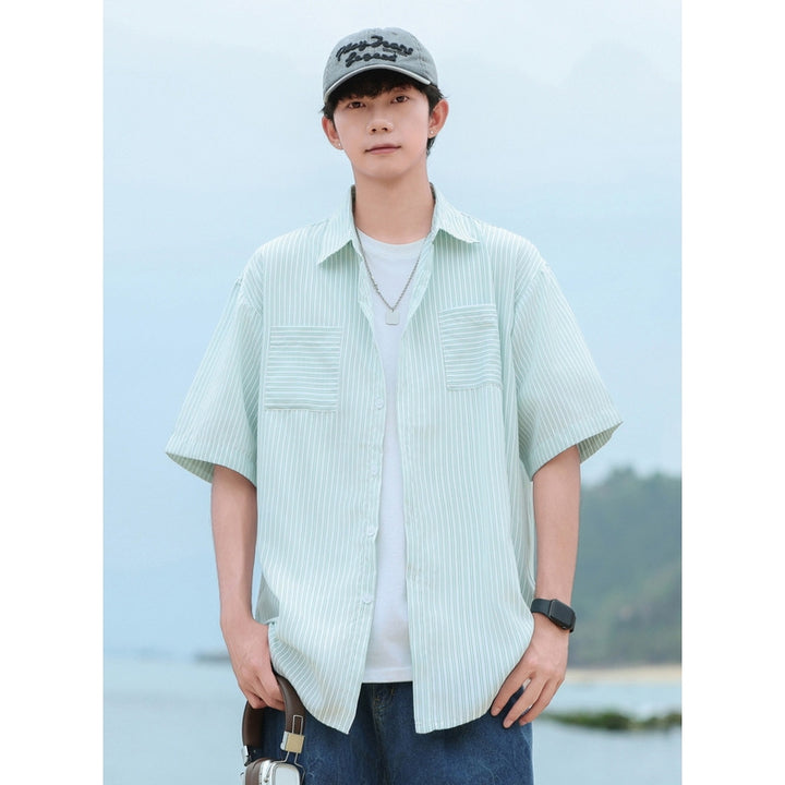 Striped Cutaway Collar Shirt
