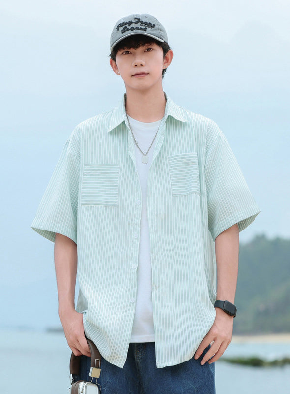 Striped Cutaway Collar Shirt