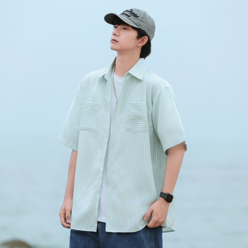 Striped Cutaway Collar Shirt