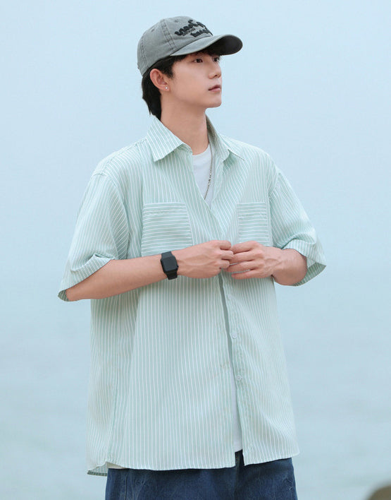 Striped Cutaway Collar Shirt