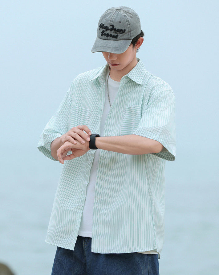 Striped Cutaway Collar Shirt