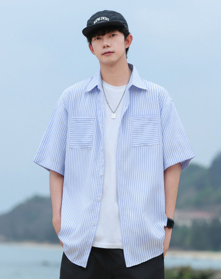 Striped Cutaway Collar Shirt