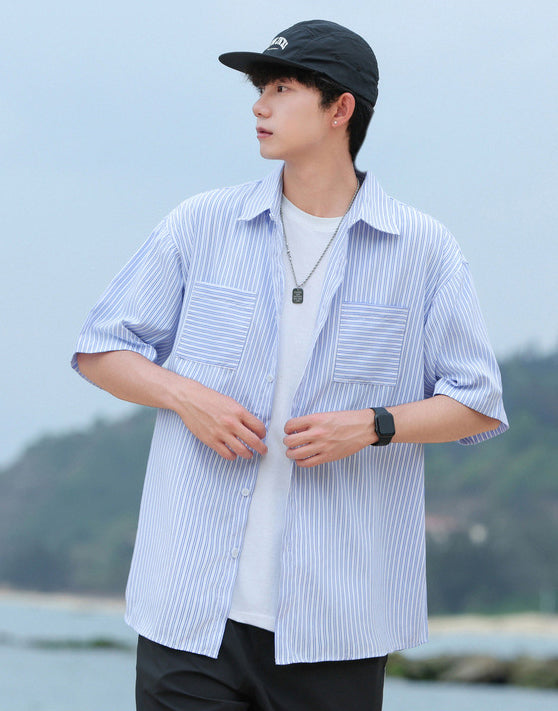 Striped Cutaway Collar Shirt