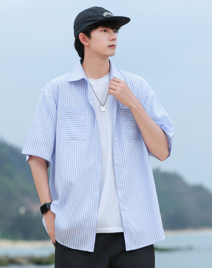 Striped Cutaway Collar Shirt