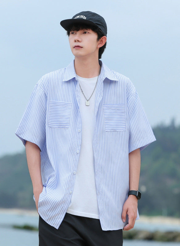Striped Cutaway Collar Shirt