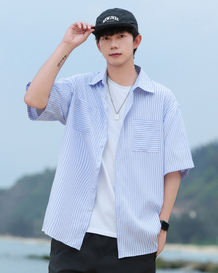 Striped Cutaway Collar Shirt
