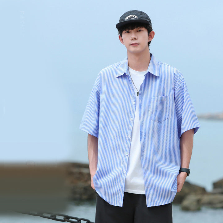 Striped Cutaway Collar Shirt