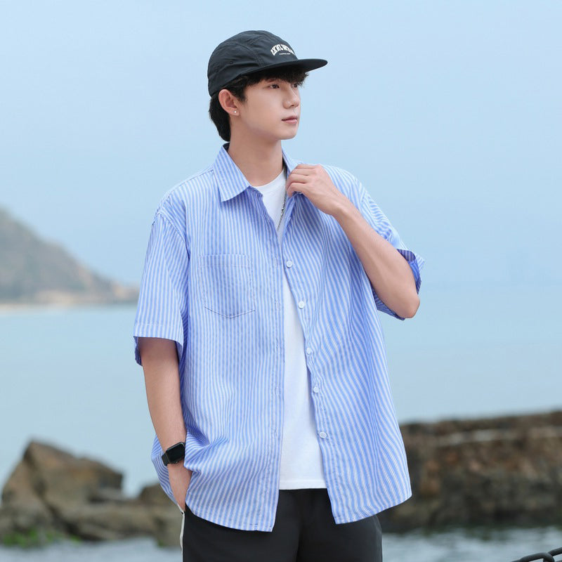 Striped Cutaway Collar Shirt