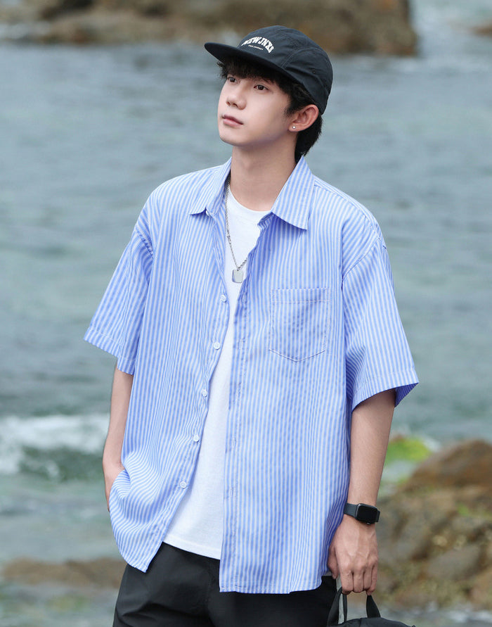 Striped Cutaway Collar Shirt