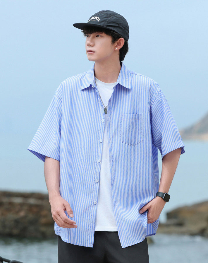 Striped Cutaway Collar Shirt
