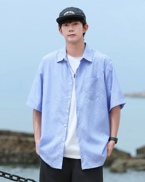 Striped Cutaway Collar Shirt