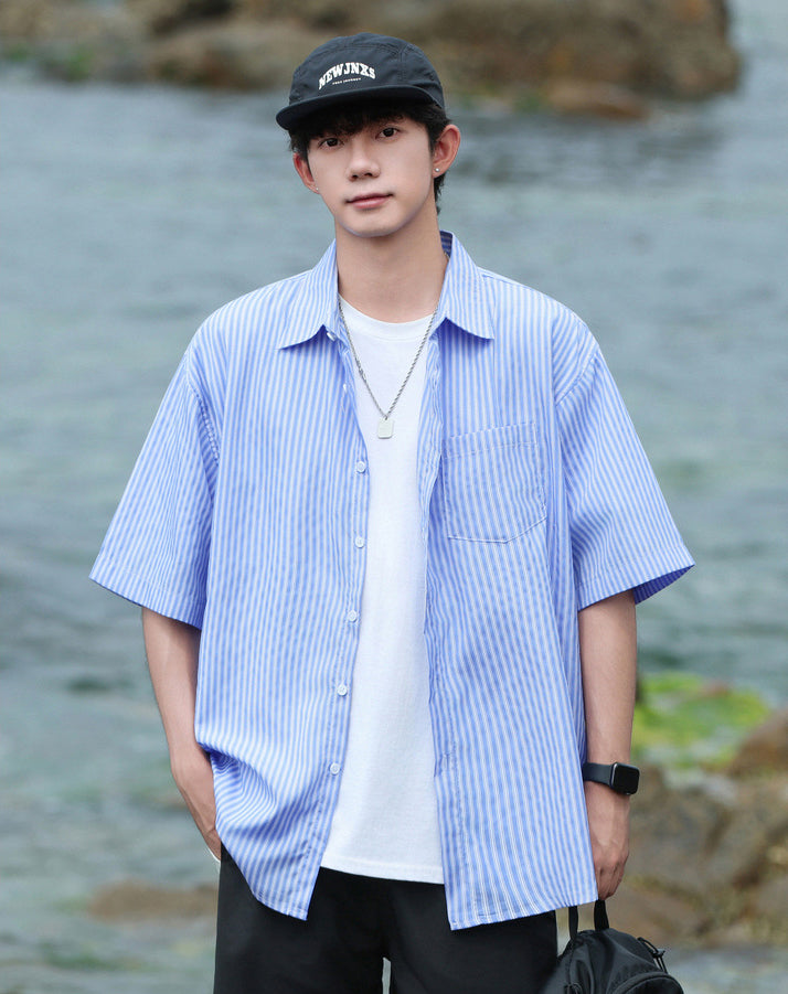 Striped Cutaway Collar Shirt