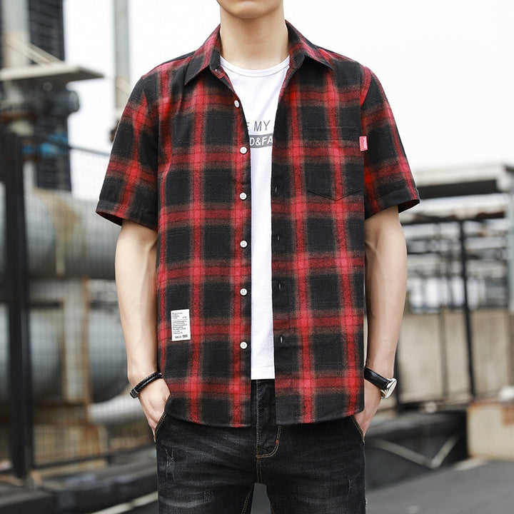 Men Buffalo Checked Spread Collar Casual Shirt