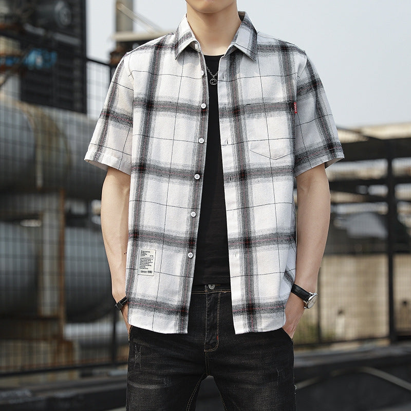 Men Buffalo Checked Spread Collar Casual Shirt