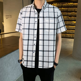 Men Buffalo Checked Button-Down Collar Casual Shirt