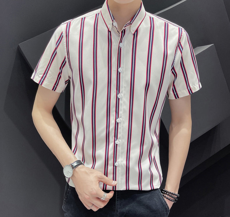 Striped Cutaway Collar Shirt
