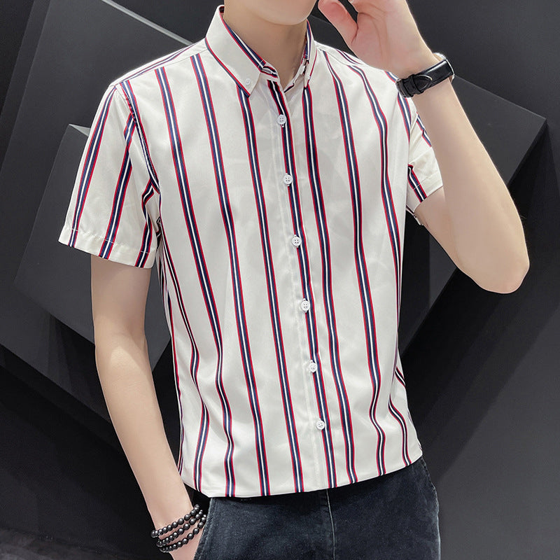 Striped Cutaway Collar Shirt