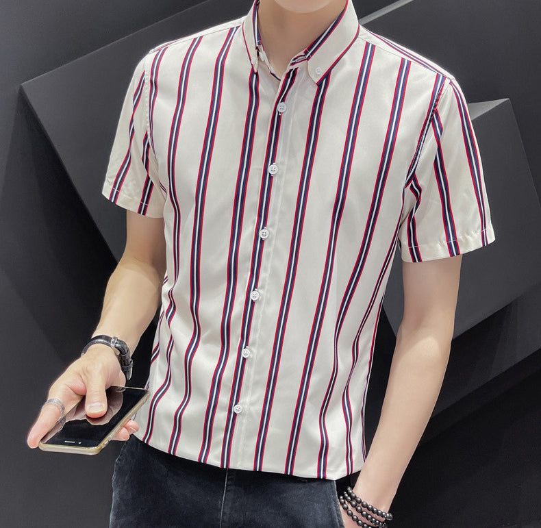 Striped Cutaway Collar Shirt