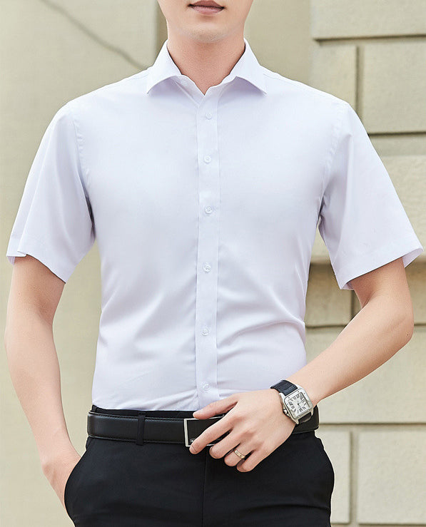 Cutaway Collar Short Sleeves Shirt