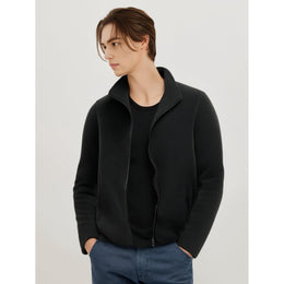 Men Mock Collar Solid Casual Windcheater Jacket