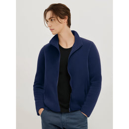 Men Mock Collar Solid Casual Windcheater Jacket