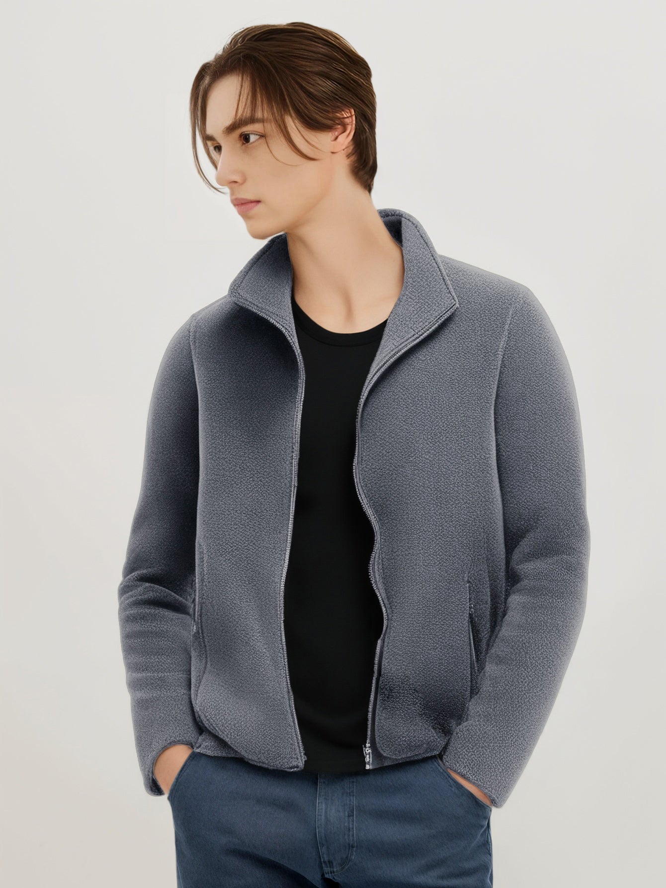 Grey Mesh Casual Jacket