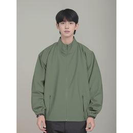 Men Mock Collar Solid Casual Tailored Jacket