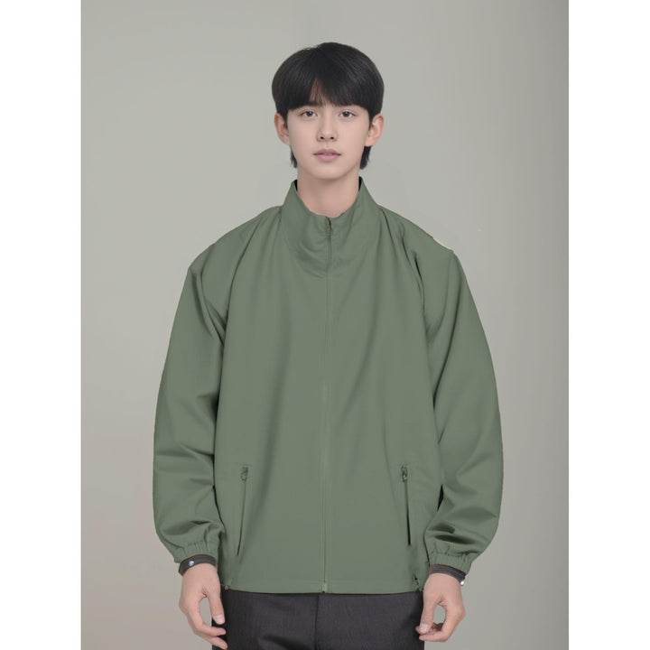 Men Mock Collar Solid Casual Tailored Jacket