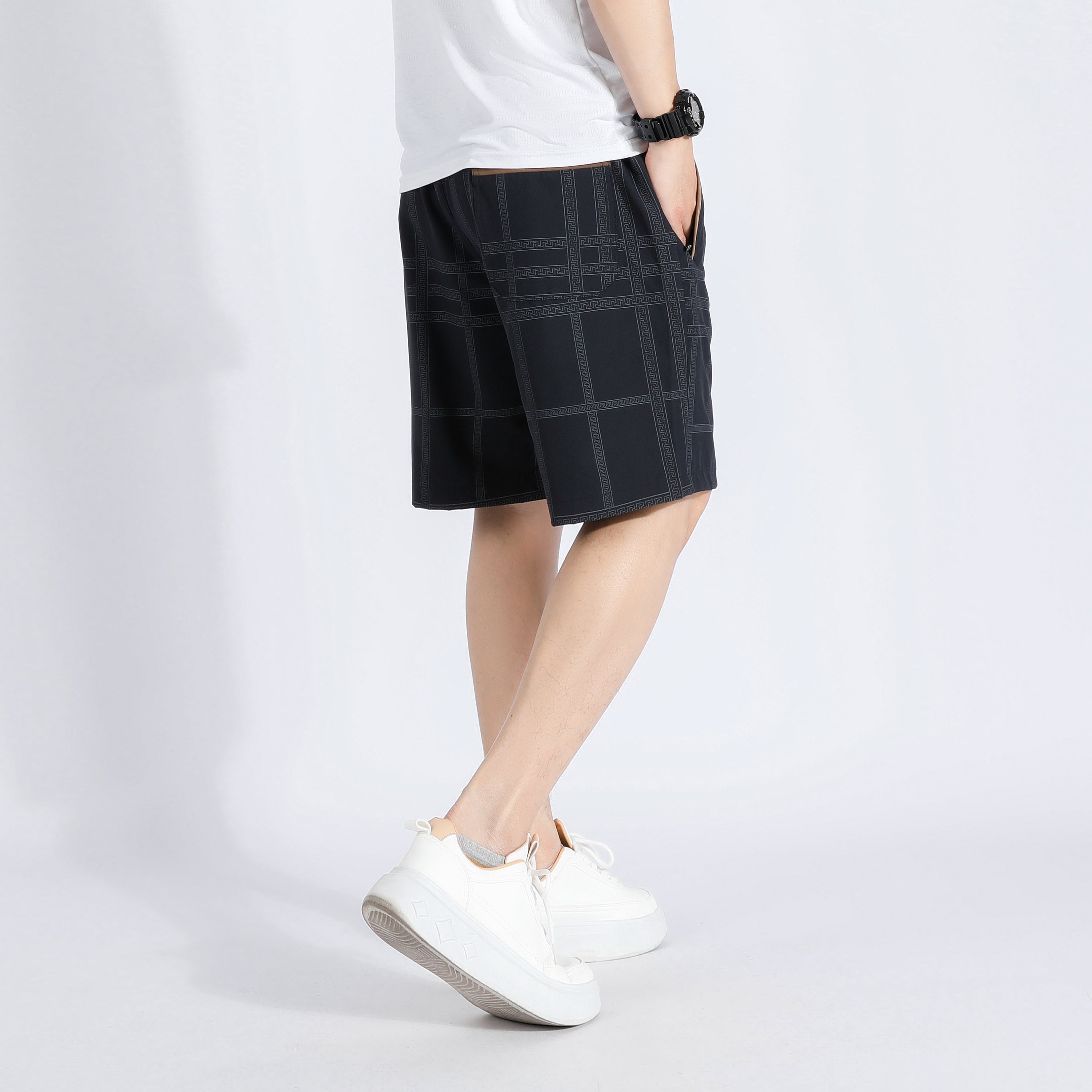 Men Checked Outdoor Shorts