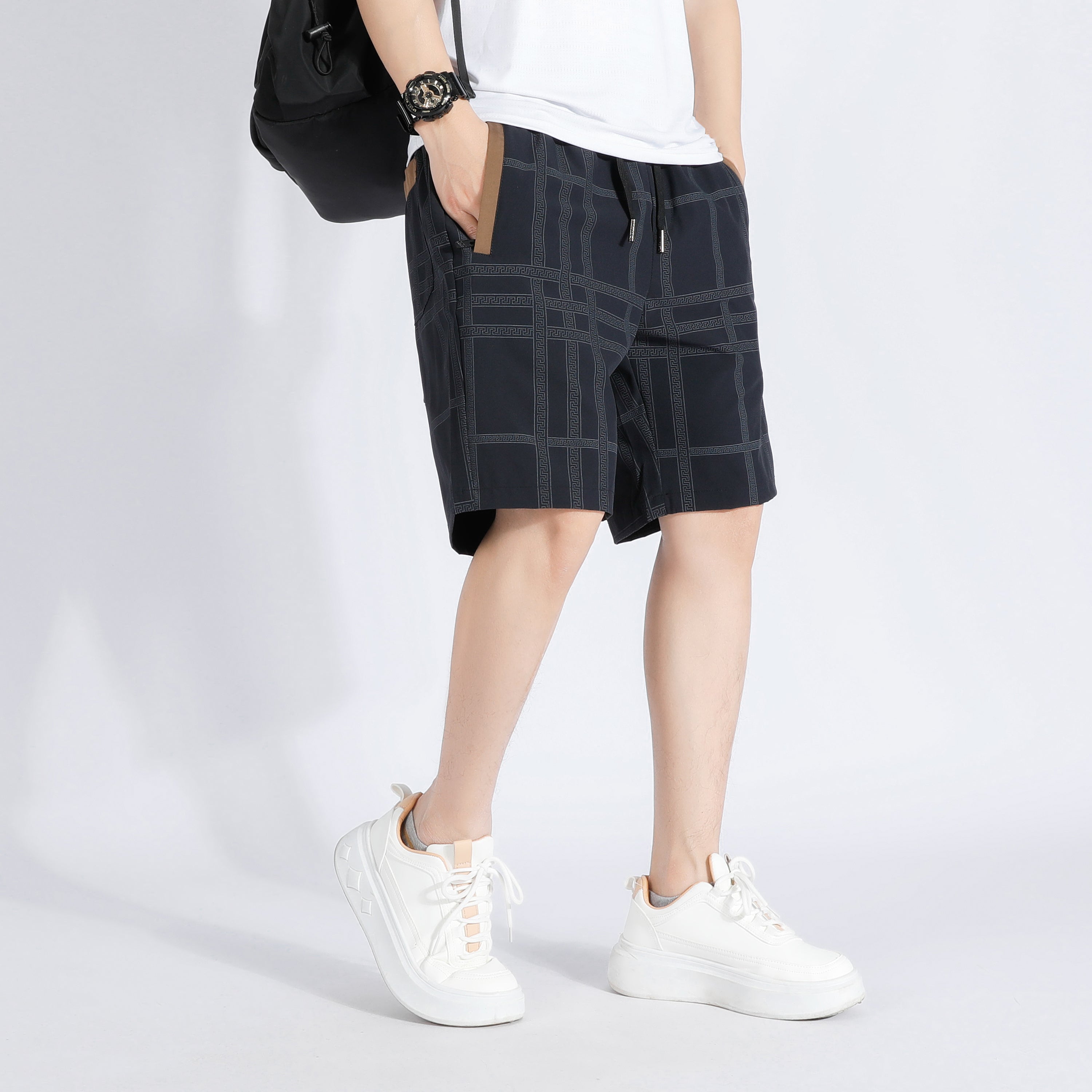 Men Checked Outdoor Shorts
