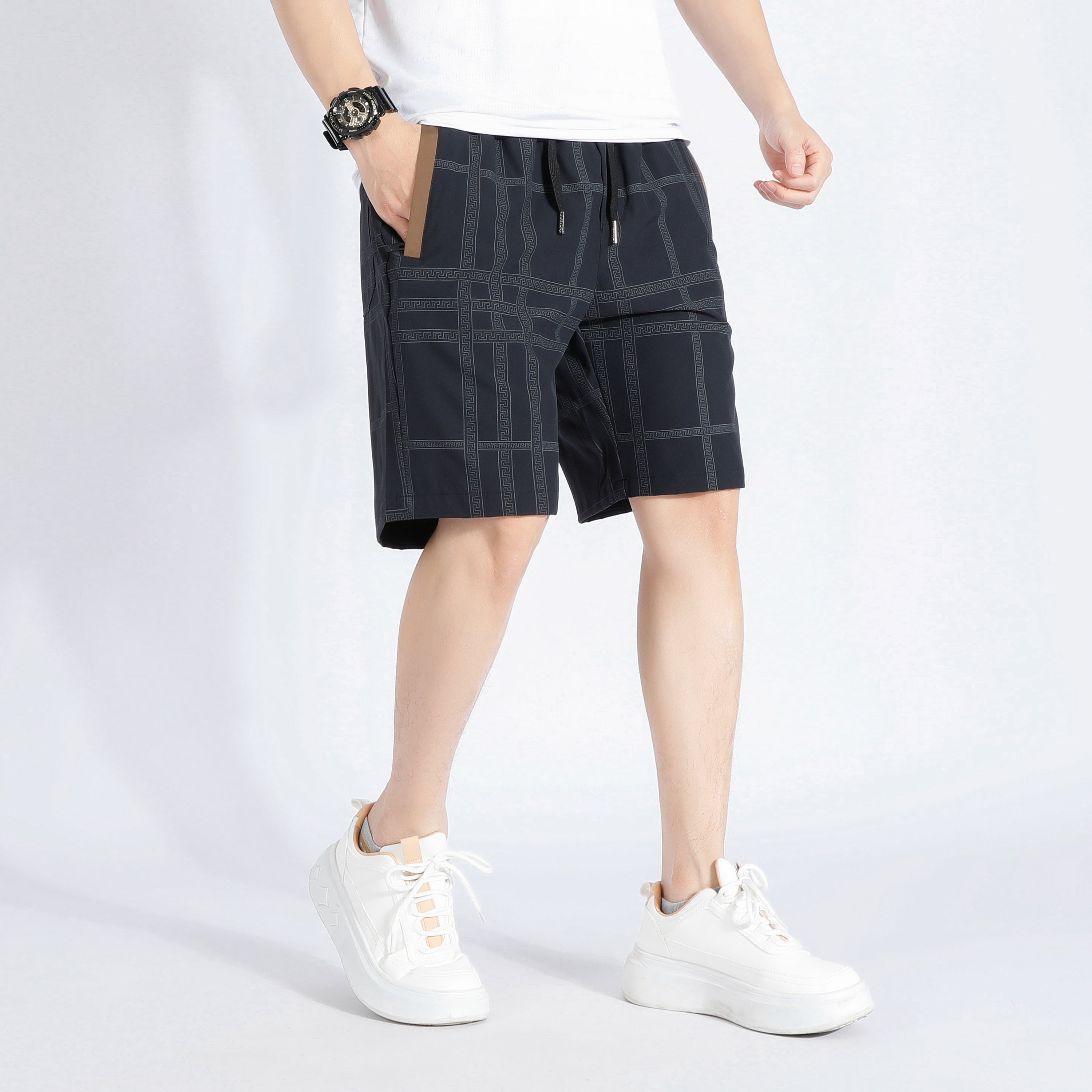 Men Checked Outdoor Shorts