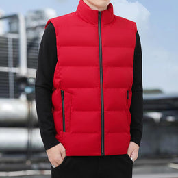 Men Stand Collar Sleeveless Padded Jacket
