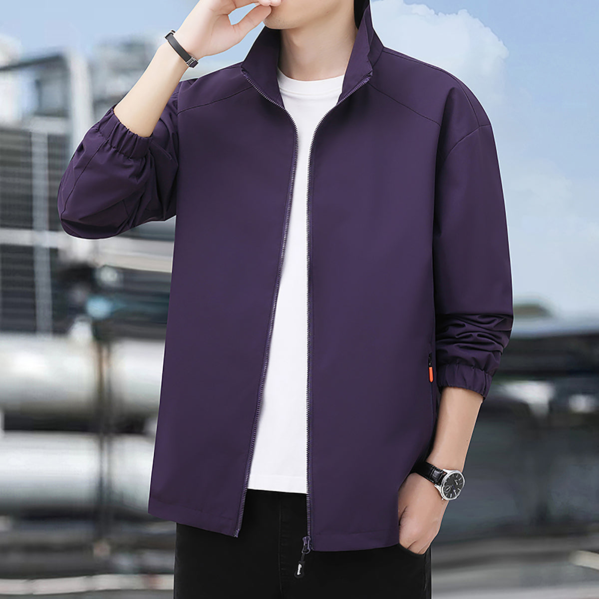 Men Stand Collar Padded Jacket