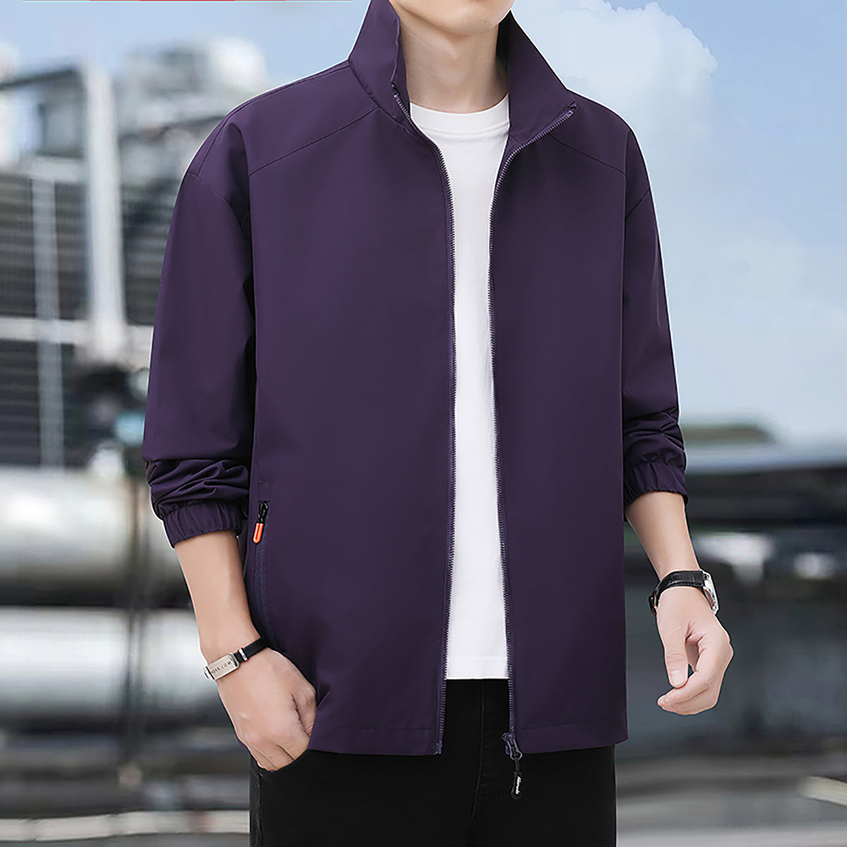 Men Stand Collar Padded Jacket