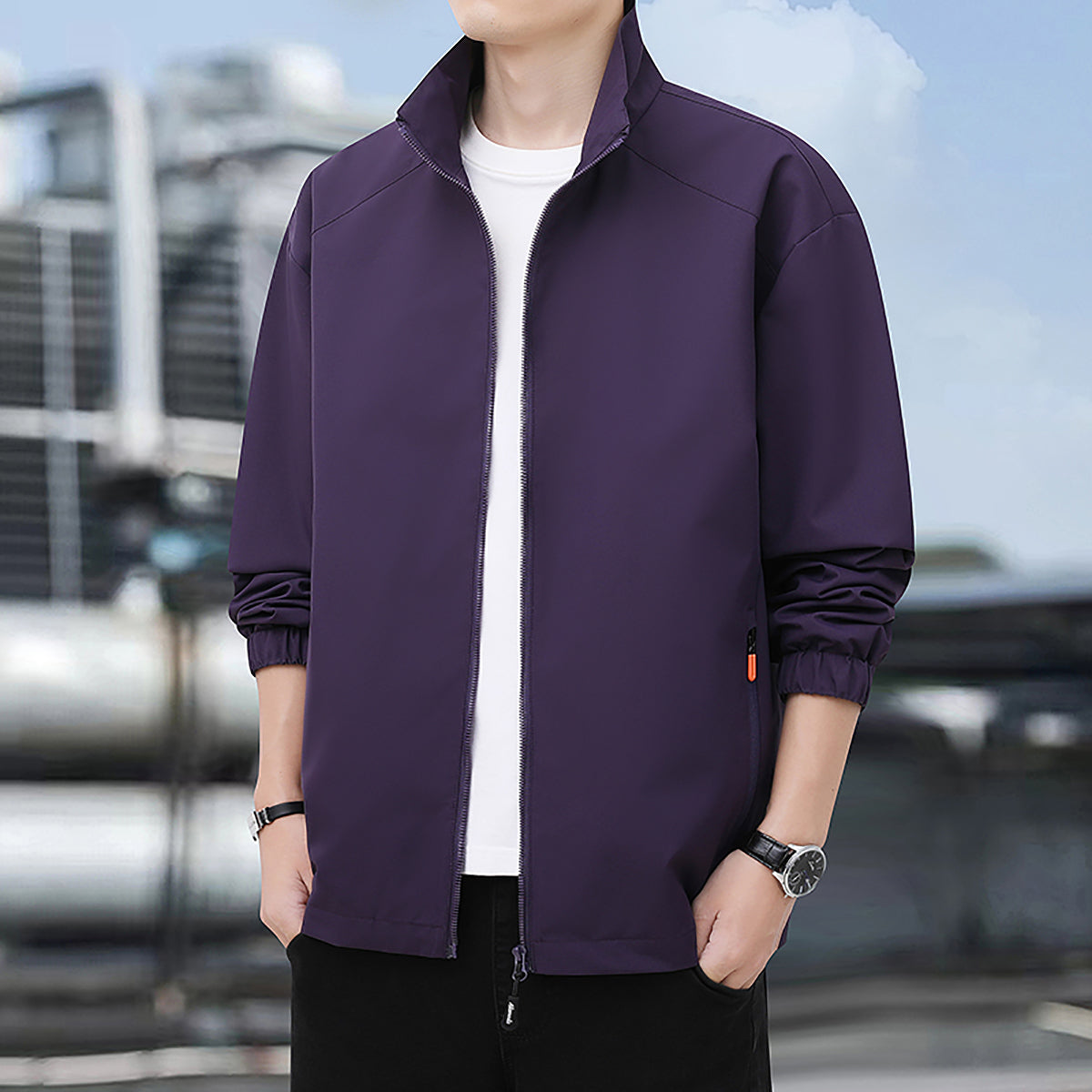 Men Stand Collar Padded Jacket