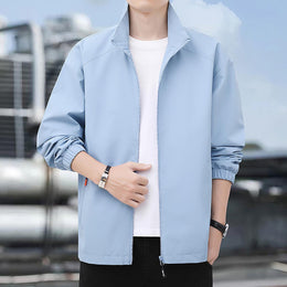 Men Stand Collar Tailored Jacket