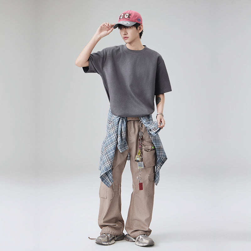 Short Sleeves Round Neck Relaxed Fit Casual T-shirt