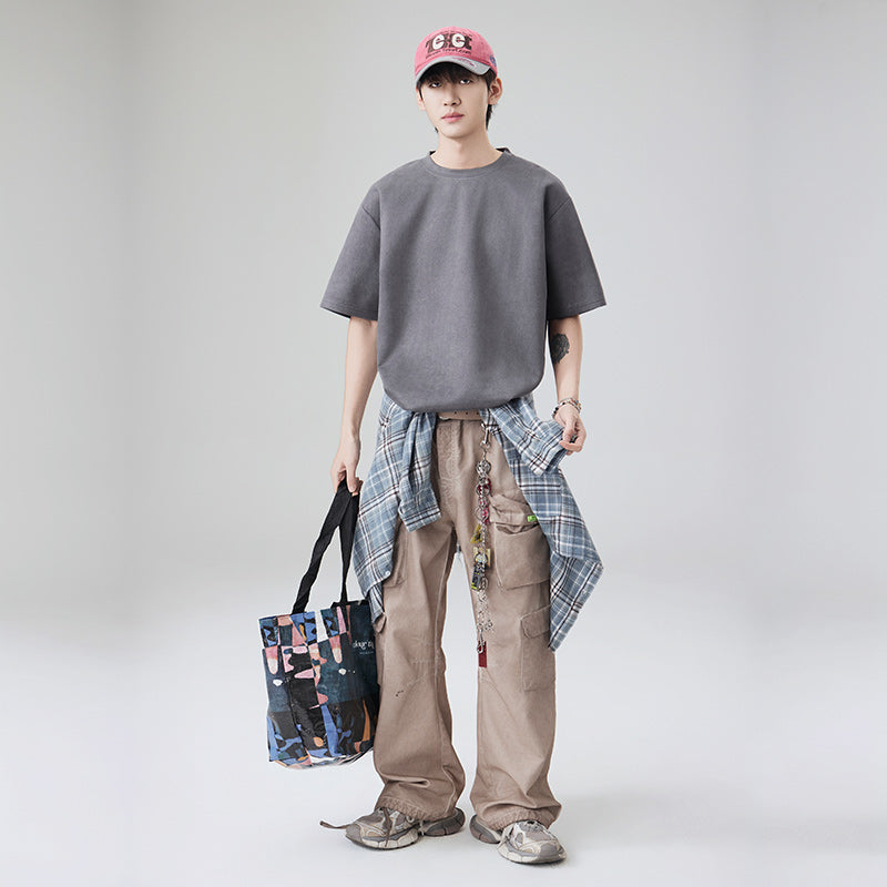 Short Sleeves Round Neck Relaxed Fit Casual T-shirt