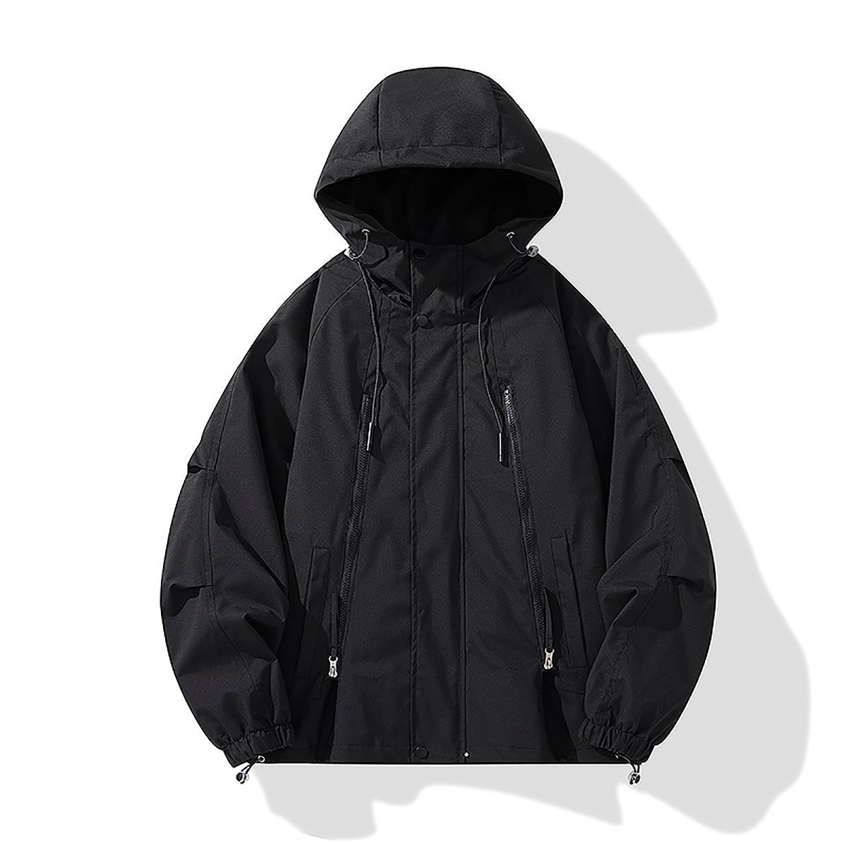 Men Hooded Solid Casual Bomber Jacket
