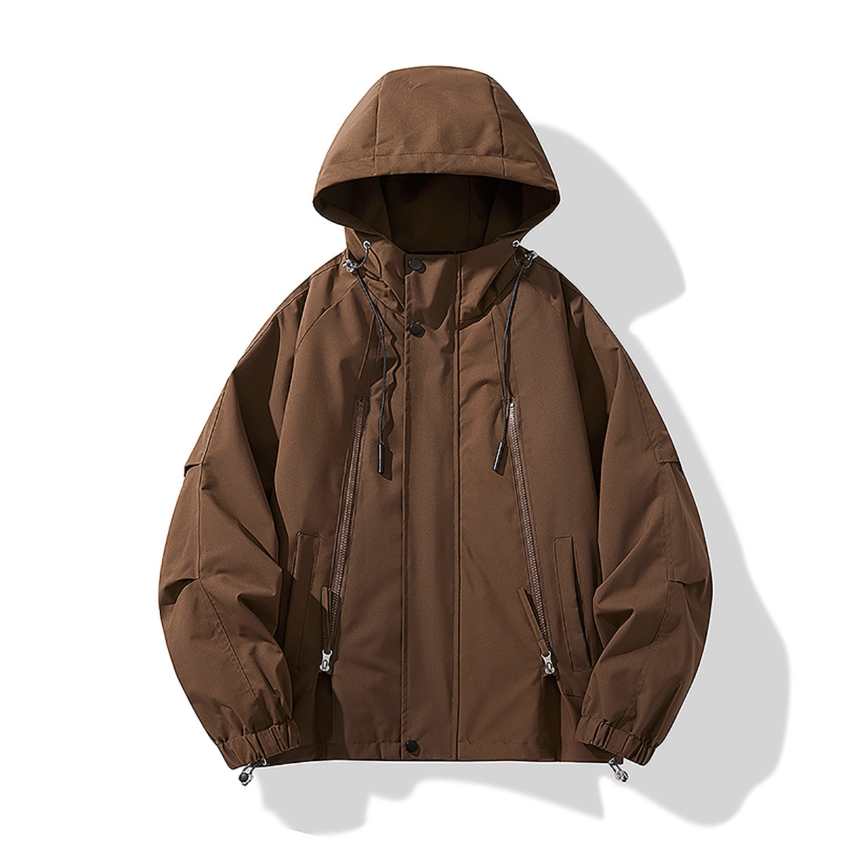 Men Hooded Solid Casual Bomber Jacket