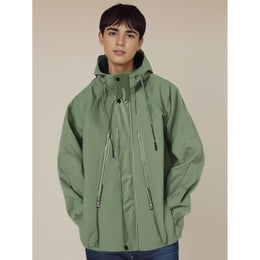 Men Hooded Solid Casual Bomber Jacket