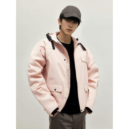 Men Hooded Solid Casual Bomber Jacket