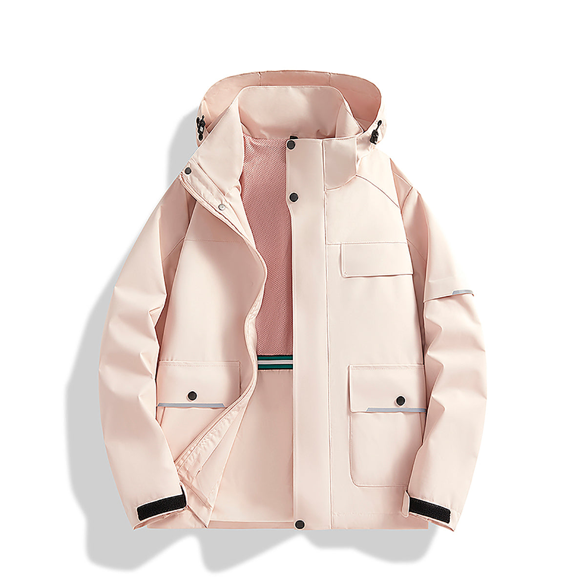 Men Hooded Solid Casual Bomber Jacket